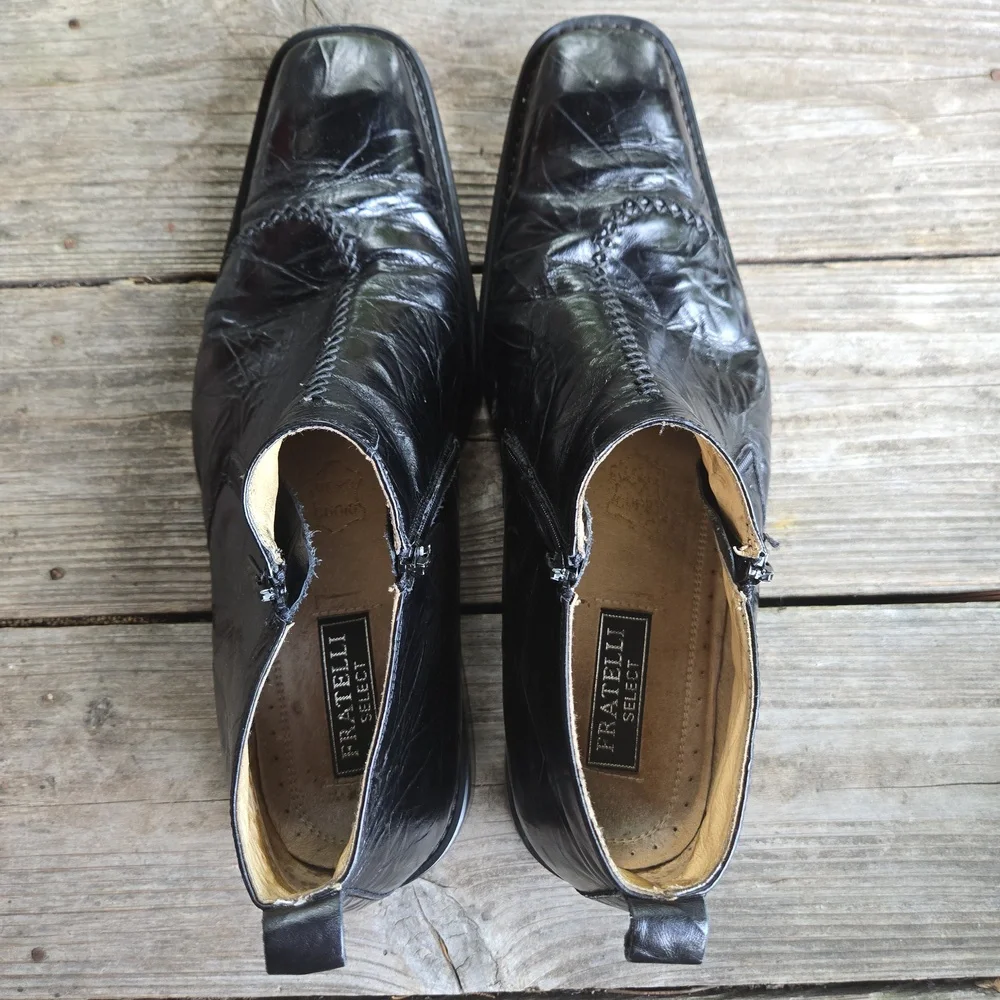 Fratelli Select Black Crinkled Leather Contemporary Chukka Boot Size 13